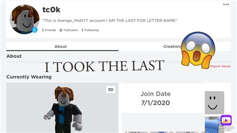 I GOT THE LAST 4 LETTER USERNAME IN ROBLOX YouTube