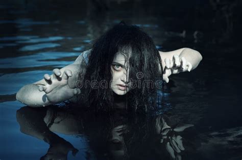 Young Beautiful Drowned Ghost Woman In The Water Stock Photo Image Of