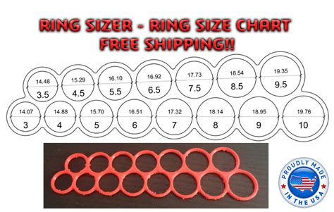 Ring Sizer Ring Size Chart Measures Ring Sizes 3 To 10 Half Etsy