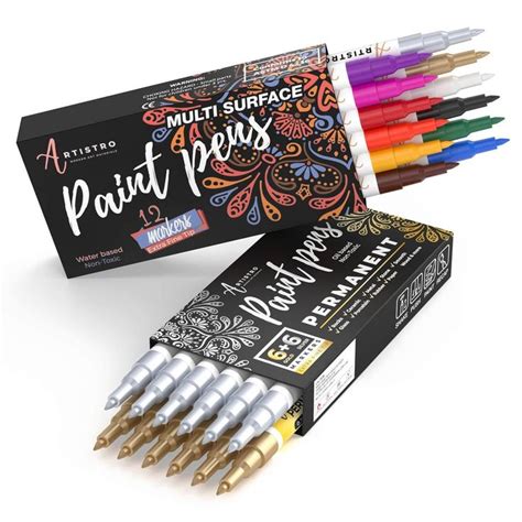 24 Artistro Paint Pens 12 Acrylic Extra Fine Tip Paint Pens 12 Gold