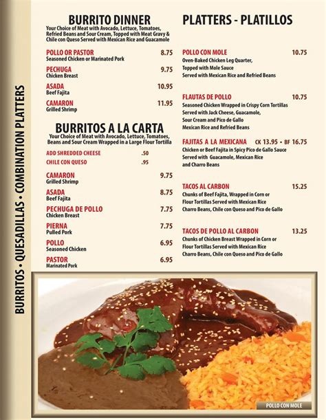 Menú La Tapatia Mexican Restaurant Café And Cantina