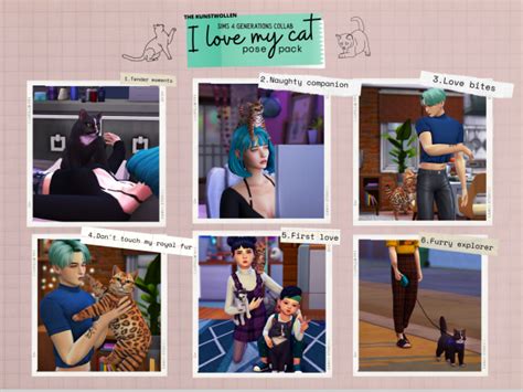 I Love My Cat Pose Pack The Sims 4 Download Simsdomination In 2021