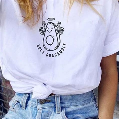 Skuggnas Holy Guacamole Cute Funny T Shirt Women Tumblr Grunge 90s Fashion Vegetarian Graphic