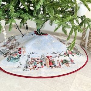 Tapestry Christmas Tree Skirt New Year Decoration Christmas Etsy