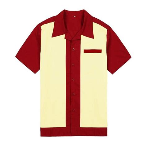 Mens Rockabilly Bowling Shirts Redandcream 50s 60s Style New Design