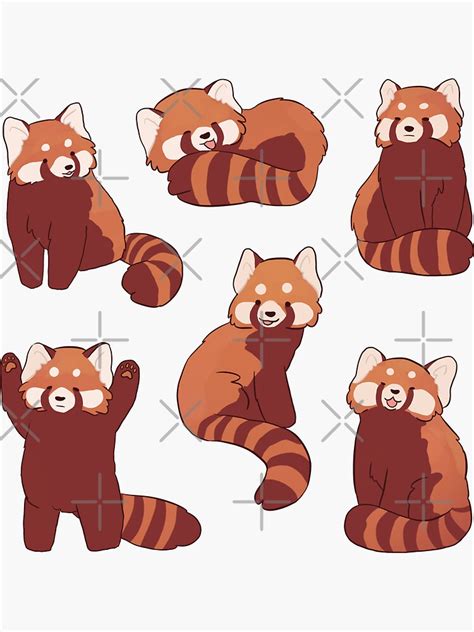 6 Red Panda Stickers Pack Cute Illustration Sticker For Sale By