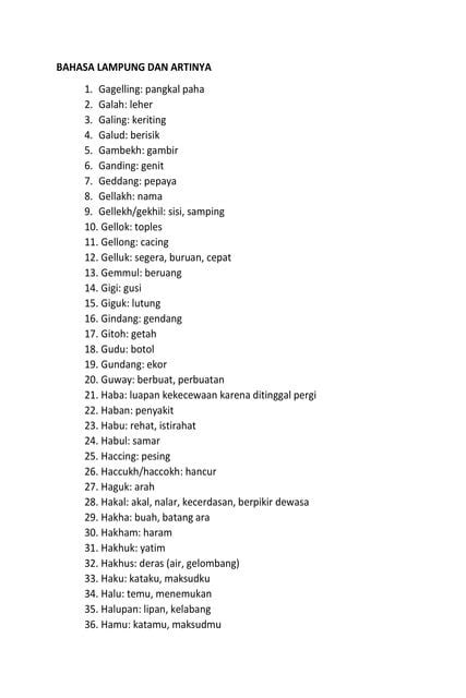 310 Bahasa Lampung Dan Artinya Lengkap Sehari Hari Dialek A Dan O