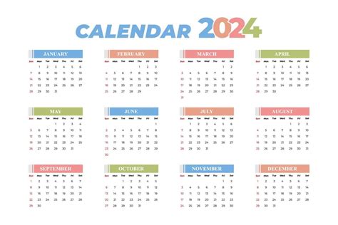 Plantilla De Calendario 2024 Vector Editable 14525504 Vector En Vecteezy