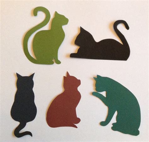 5 Cat Cut Outs Cat Shapes Cat Cardboard Black Pattern Etsy