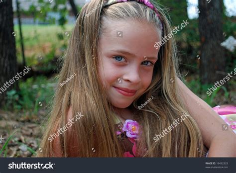 Young Pretty Girl Long Hair Smiling Stock Photo 16432333