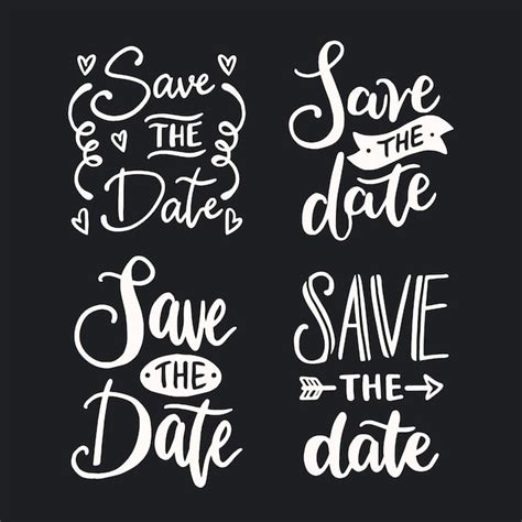 Free Vector Wedding Save The Date Lettering Collection