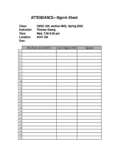 Sign In Sheet 17 Examples Format Pdf Examples