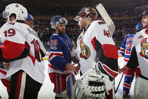 Senators Eliminate Rangers In 6 Anderson Makes 37 Saves Punches