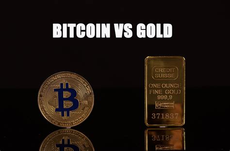 Golden Bitcoin And Gold Nuggets With Gold Vs Bitcoin Text Creative