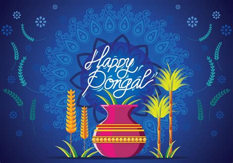Vector Illustration Of Happy Pongal Greeting Card Pongal Greeting