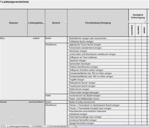 Im leistungsverzeichnis sind die mindestanforderungen an die reinigungsqualitt sowie deren umfang detailliert aufgelistet. Leistungsverzeichnis Gebäudereinigung Excel ...