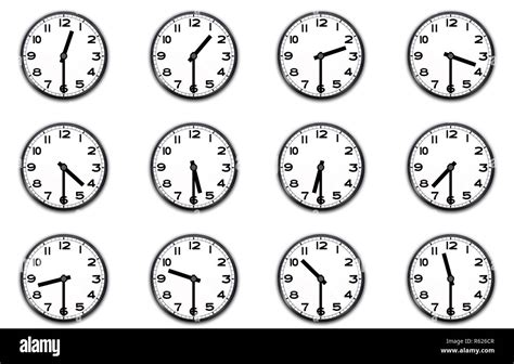 Clocks Indicating The Half Hour Stock Photo Alamy