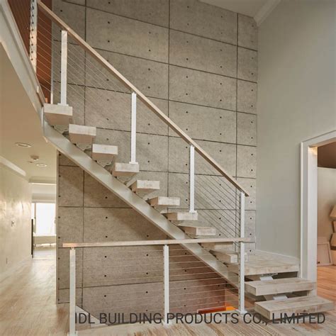 Luxury Modern Indoor Staircase Steel Mono Stringer Straight Staircase