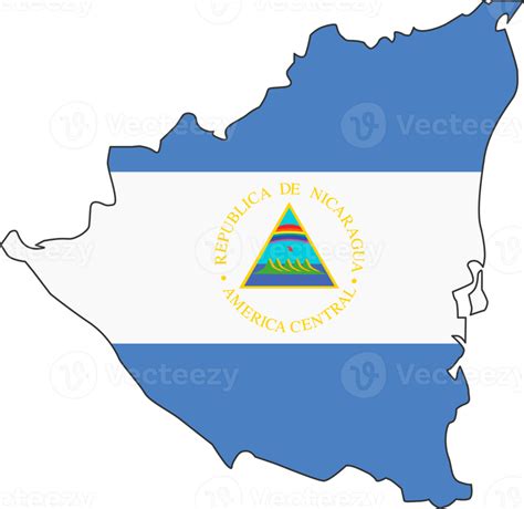 Nicaragua Map City Color Of Country Flag 12177238 Png