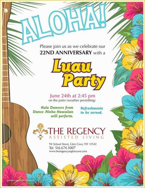 Free Hawaiian Luau Flyer Template Of Luau Party Invitations Template