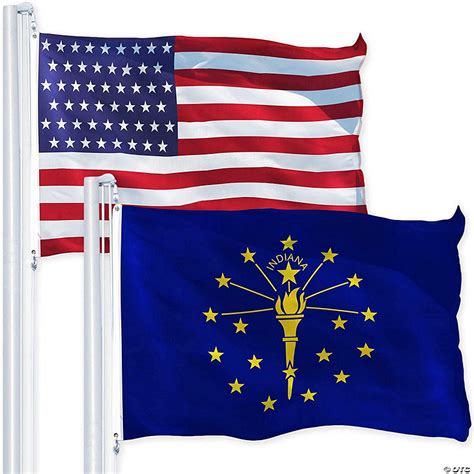 G128 Combo Pack Usa American Flag 3x5 Ft 150d Printed Stars And Indiana