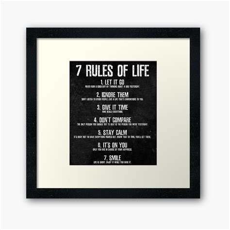 7 Rules Of Life Motivational Poster Perfect Print For Bedroom Or Home