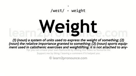Weight Pronunciation And Definition Youtube