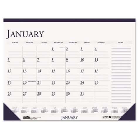 Two Color Monthly Desk Pad Calendar Large Notes Ultimate Office