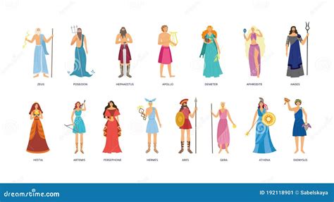 Dioses Griegos Y Diosas Personajes De Dibujos Animados De La Antigua