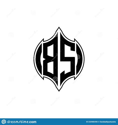 Bs Logo Monogram Geometric Shield Shape Style Stock Vector