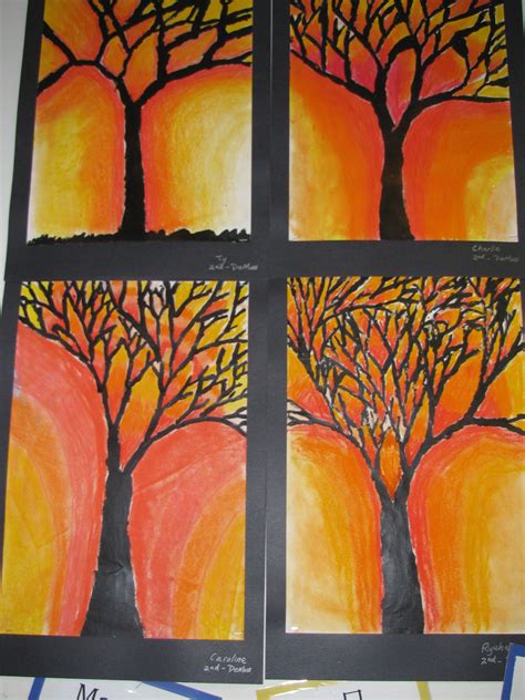 Pastel Tree Paintings By 2nd Graders 12 X 18 Art Teacher Susan Joe