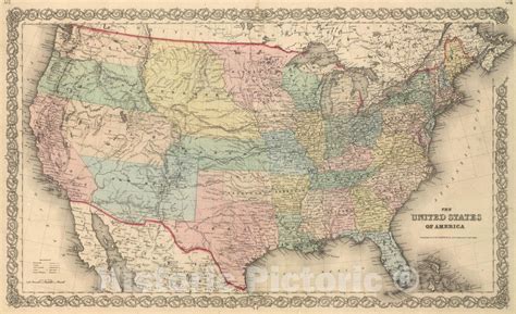 Historic Map National Atlas 1857 The United States Of America