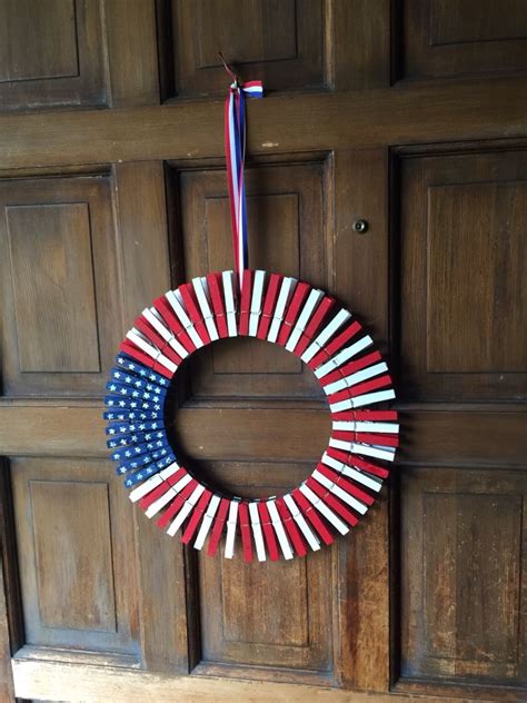 Patriotic Clothespin Wreath Clothes Pin Wreath Clothes Pins 4th Of