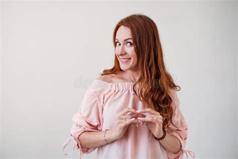 Caucasian Woman Model With Ginger Hair Posing Indoors Stock Image Image Of Face Healthy 97913837