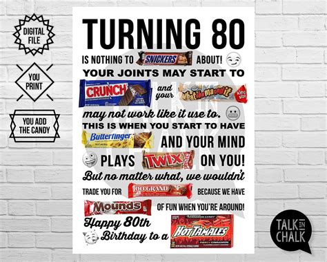 80th Birthday Candy Bar Poster
