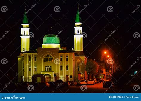 Mosque Building In Kostroma City At Night Stock Image Image Of