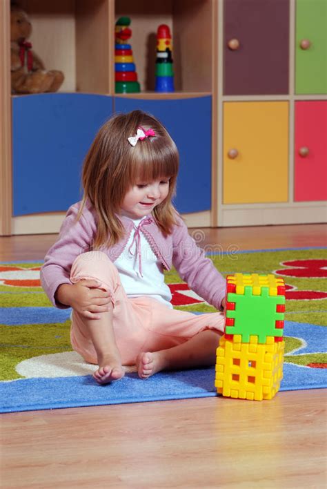 Two Year Girl Playing And Learning In Preschool Stock Image Image Of