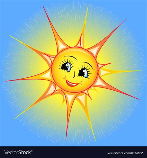 Bright Cartoon Of A Smiling Sun I Royalty Free Vector Image