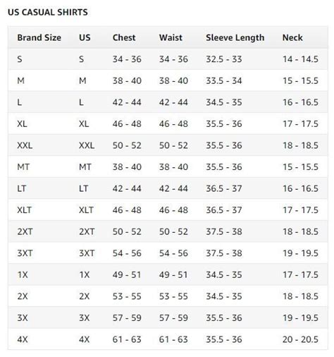 Mens Shirt Size Chart Us In 2022 Mens Shirts Size Chart Mens Outfits