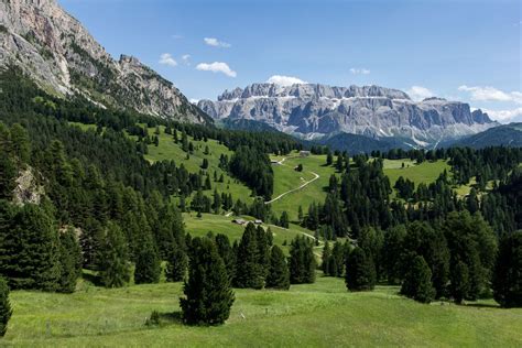 Crossing The Ridge Above Seceda Val Gardena Dolomites Italy Wide
