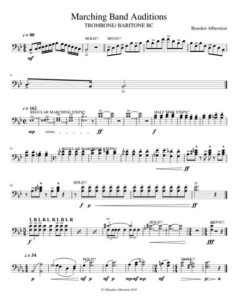 Marching Band Auditions Sheet Music For Trombone Download Free In Pdf