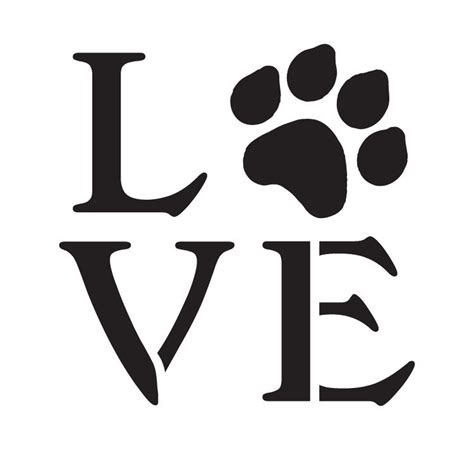 Love With Dog Paw Print Stencil By Studior12 Dog Lover Etsy