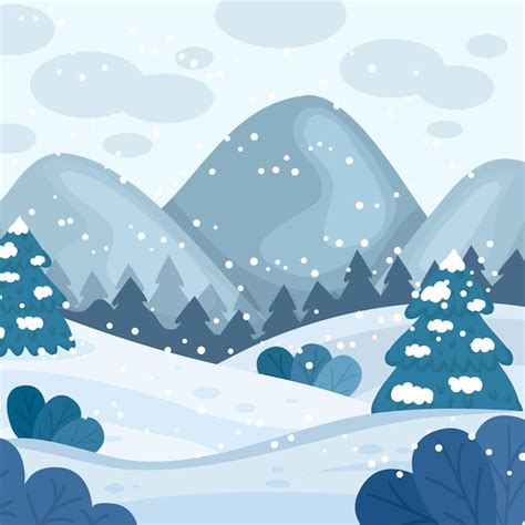 Free Vector Hand Drawn Winter Landscape With Snow