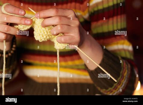 Young Woman Knitting Stock Photo Alamy