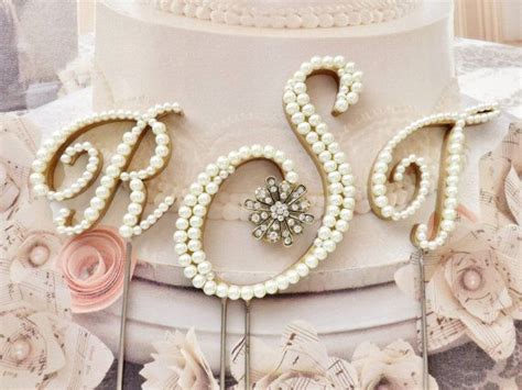 Ivory Pearl Wedding Cake Topper 3 Letter By Shannonleeatelier Wedding