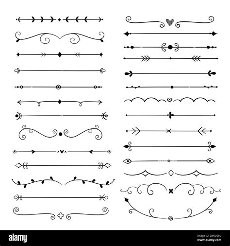 Hand Drawn Dividers Line Design Elements Vintage Borders Calligraphic