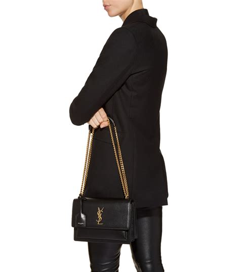 Saint Laurent Black Medium Sunset Shoulder Bag Harrods Uk