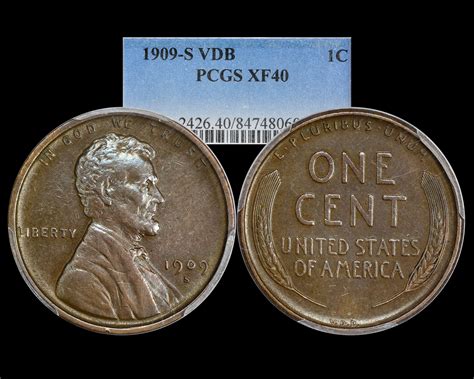 1909 S Vdb 1c Lincoln Wheat Cent Pcgs Xf40 The Penny Lady
