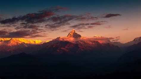 Wallpaper Mountains Clouds Sky Himalayas Nepal Sunrise 1920x1080