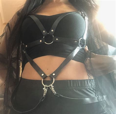 Leather Breast Harness Chest Leather Harness Open Cup Bra Etsy